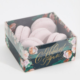 Коробка 12х11,5х6 см с прозрач.крышкой "С Новым годом" 