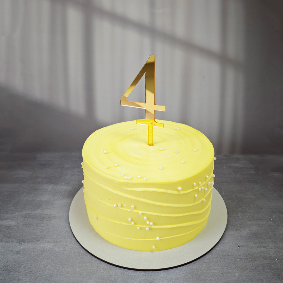 Топпер "Цифра 4", акрил, золотой / 8 см (пр-во Россия)
