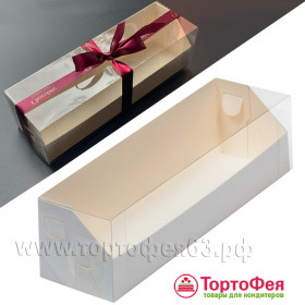 Коробка для макарони 19х5,5х5,5 с пластиковой крышкой, белая