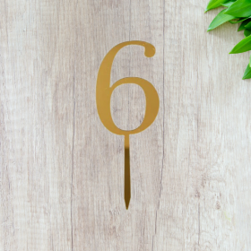 Топпер &quot;Цифра 6&quot;, акрил, золотой / 8 см (пр-во Россия)