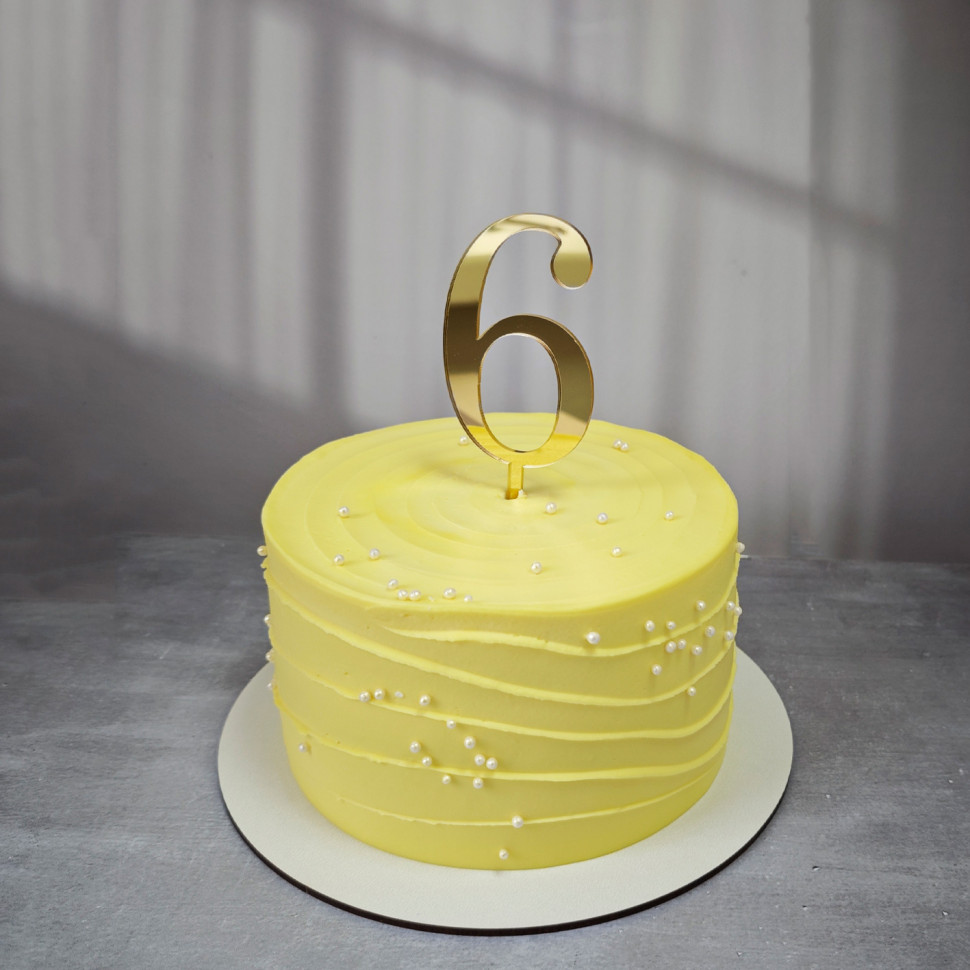 Топпер "Цифра 6", акрил, золотой / 8 см (пр-во Россия)