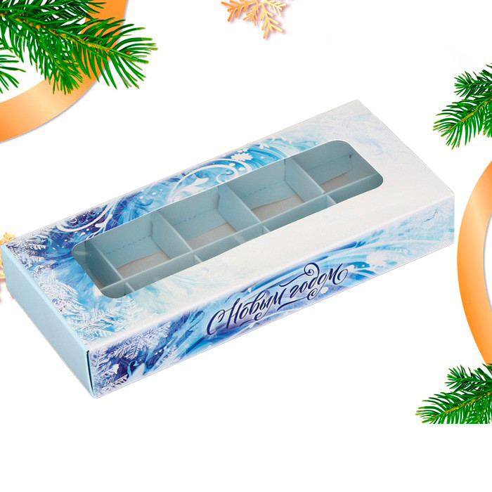 Коробка для 10 конфет с окном "Метель" 