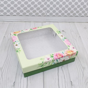 Коробка для кейтеринга, фуршета 25х25х8 "Розы" 