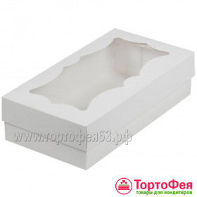 Коробка для макарони 21х11х5,5 см с окном, белая