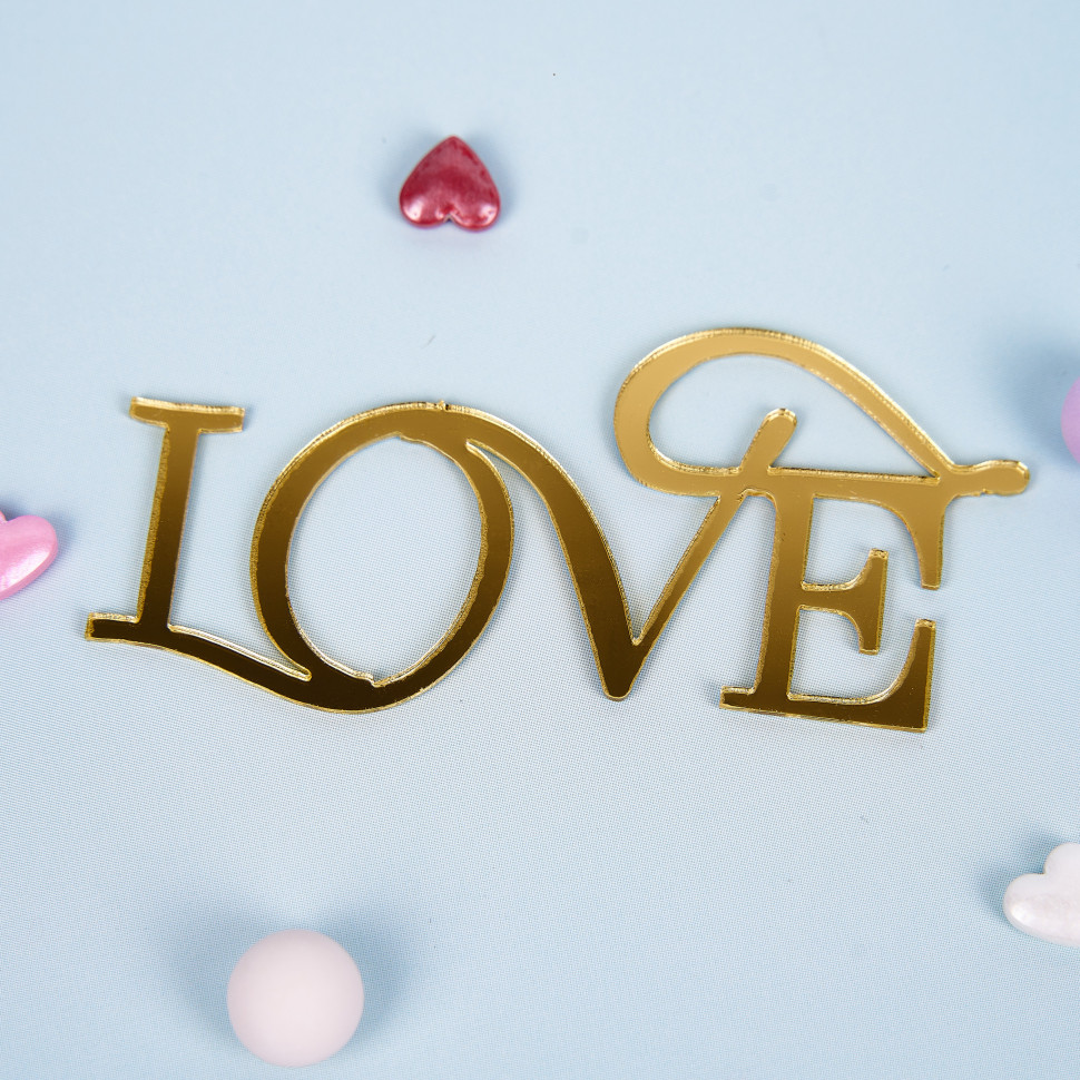 Декор из акрила "Love", золотой / 7,5х3 см