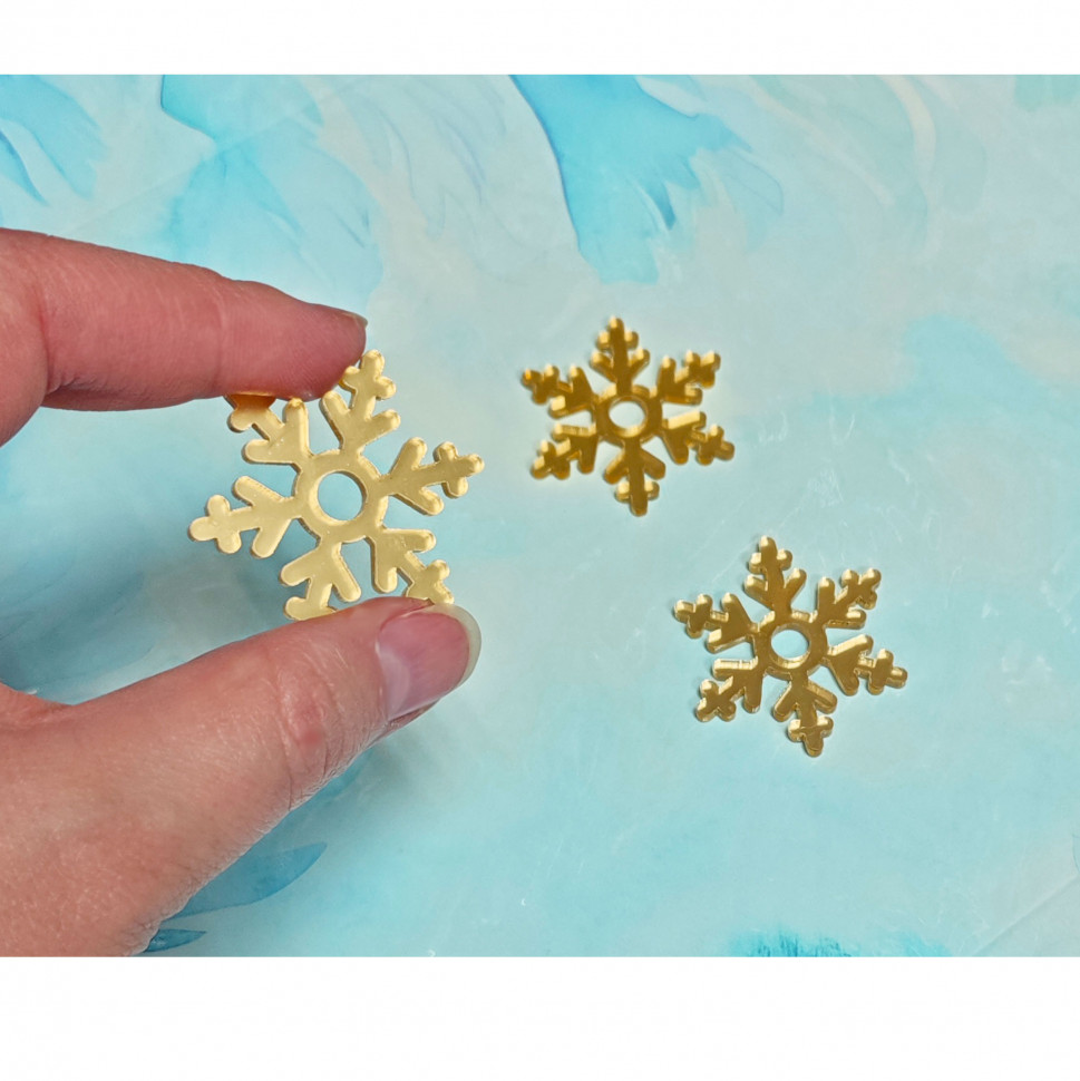 Декор из акрила "Снежинка мини" золотая, 3 см