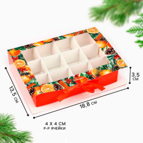 Коробка для 12 конфет с окном, "Цитрус"  