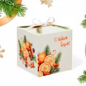Коробка подарочная 12х12х12 см &quot;С Новым годом. Пряности&quot; 