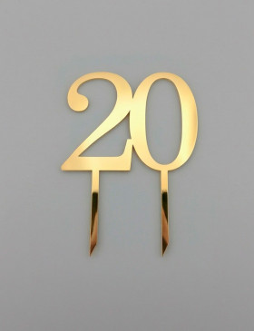 Топпер «20», золото / 8 см 