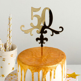 Топпер «50» с завитками, золото