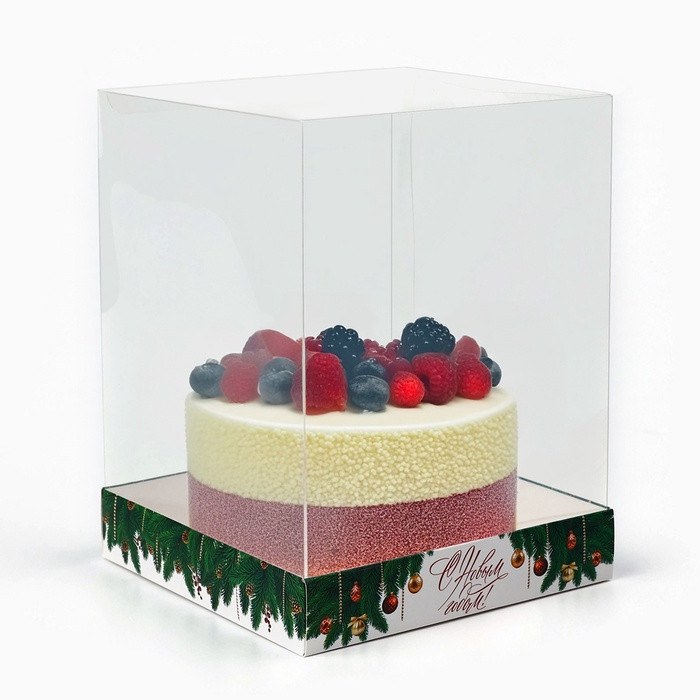 Коробка с прозрачным куполом 15х15х20 см "С Новым годом"