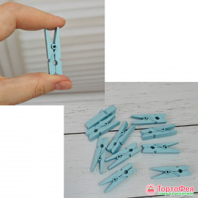 Прищепки-мини декоративные 3,5 см, голубые / 10 шт 