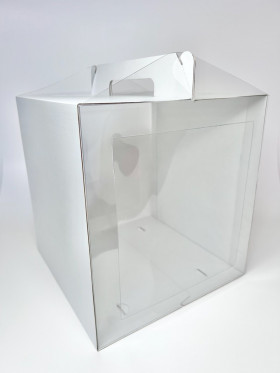 Коробка для торта 26х26х28 см с двумя прозрачными стенками 