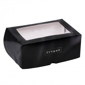 Коробка для 6 капкейков с окном, Черная