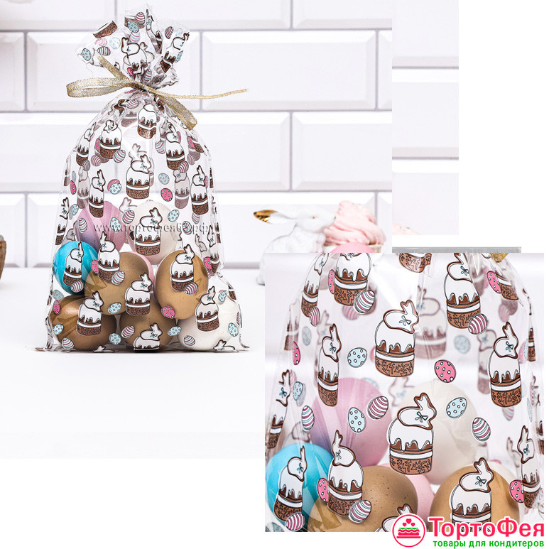 Пакеты с рисунком "Снежинки" 20х35 см / 10 шт