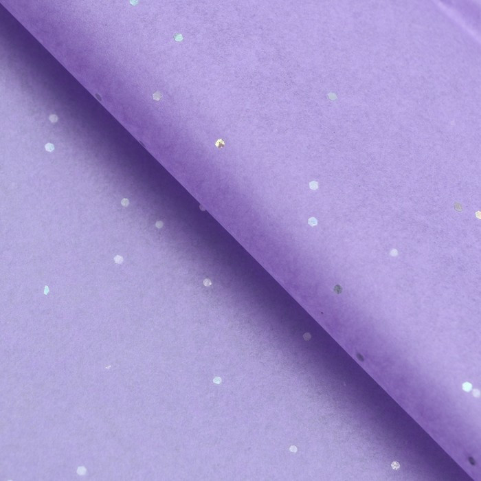 Бумага упаковочная тишью Лиловая с блестками, 1 лист