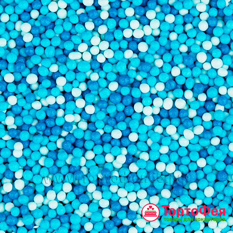Посыпка шарики Голубые/Синие  2 мм, 25 г