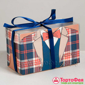 Коробка для 2 капкейков с прозрачной крышкой "Для мужчины"