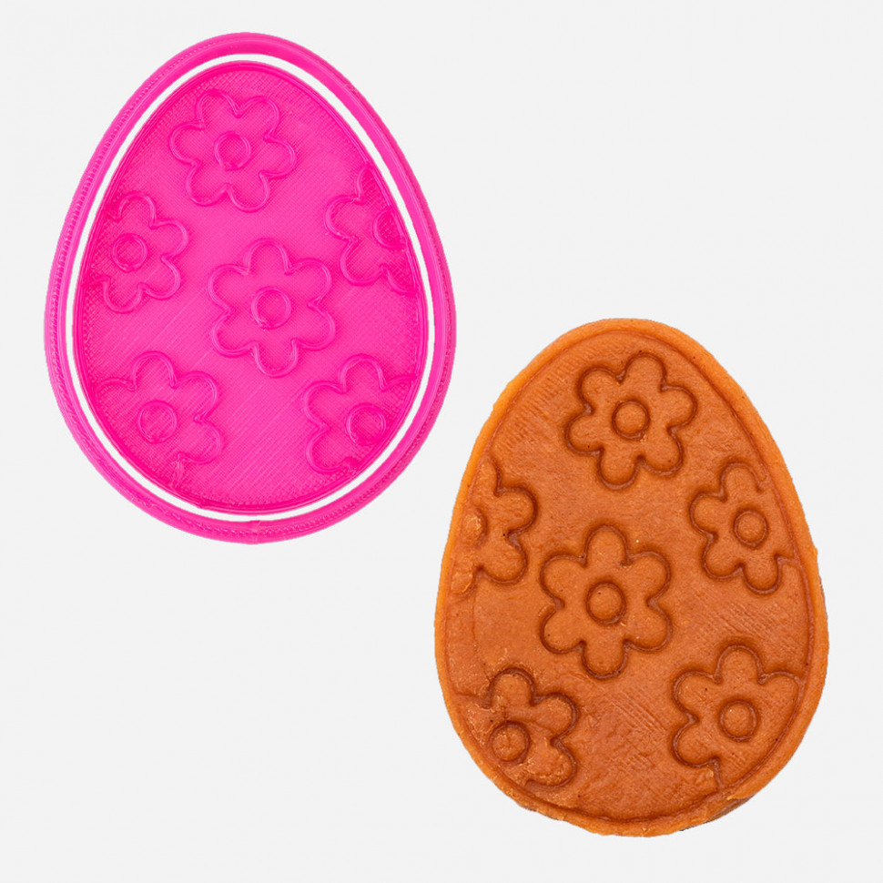 Вырубка "Яйцо" со штампом "Цветы ", пластик, 8 см