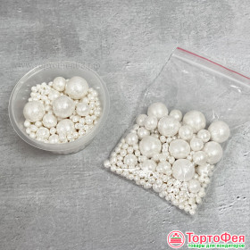 Шарики рисовые в глазури. Блеск &quot;Белый&quot; 2-13 мм, 20 гр   