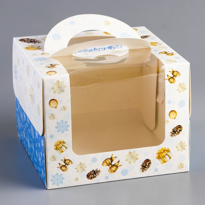 Коробка для торта 16х16х12 "С Новым годом" 