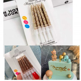 Свечи Спираль Золото, 6,5 см / 10 шт