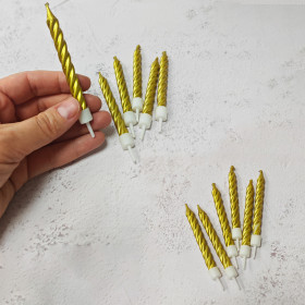 Свечи Спираль Золото, 8 см / 6 шт