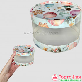 Коробка круглая d 12 выс.7 см, Елочные игрушки