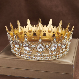Украшение для торта "Корона золотая с белыми камнями"