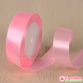 Лента атласная Розовая 2 см, 22 м