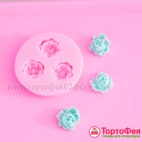 Молд 3 розочки мини 1,7 см / Китай