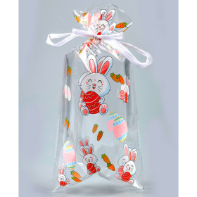 Пакетики с рисунком "Пасхальные кролики" 13х27 см / 5 шт