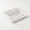Коробка для 12 капкейков с прозрачной крышкой, белая