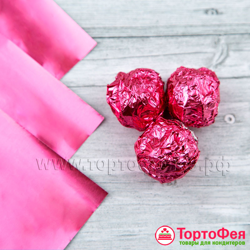 Фольга оберточная для конфет Розовая 10*10 см /// 100 шт 