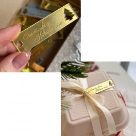 Декор из акрила &quot;Бирка &quot;С Новым годом&quot;, золотой / 6 см