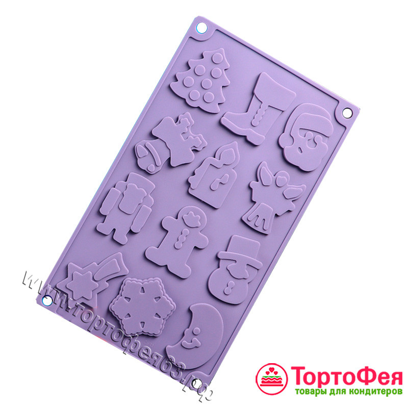 Форма силиконовая "Новый год" 12 ячеек 