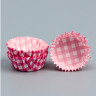 Капсулы бумажные для конфет 35*20 мм Розовая клетка / 25 шт   