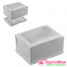 Коробка для торта/рулета 21х16х10 см с окном, белая