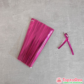 Твист-лента для пакетиков 8 см, фуксия /// 100 шт    