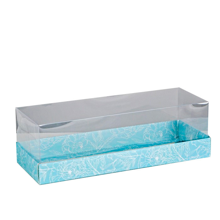 Коробка 26х9,5х8 см с прозрачной крышкой "Розовая акварель" 