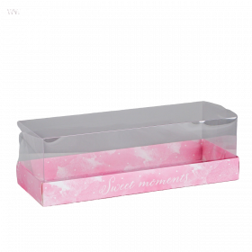 Коробка 26х9,5х8 см с прозрачной крышкой &quot;Розовая акварель&quot; 