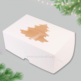 Коробка для 6 капкейков с окном "Елочка"