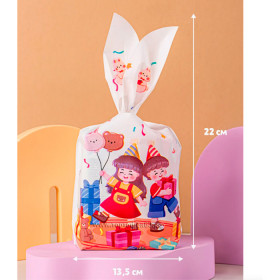 Пакетик с завязками 13х11 см "Детский праздник", 1 шт 