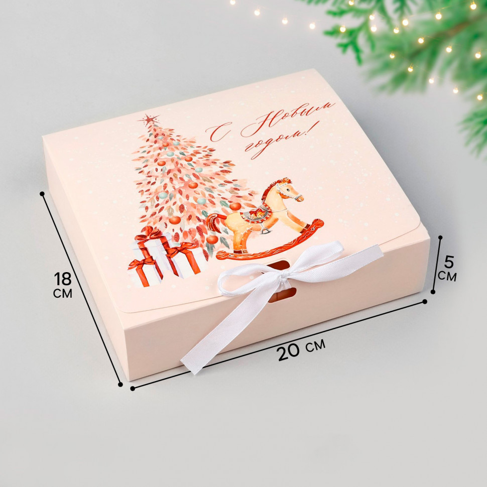 Коробка 20х18х5 см, "С Новым годом"
