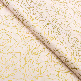 Бумага упаковочная тишью Кремовая/золотистые цветы, 1 лист 