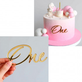 Декор из акрила "One" золотой, 7,5 см    