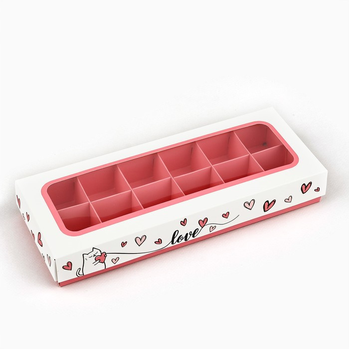 Коробка для 12 конфет с окном "Love"