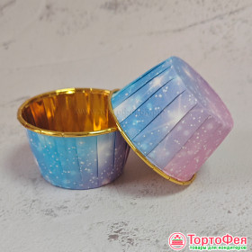 Форма бумажная Маффин Розово-сиреневый/золото, 2 шт 