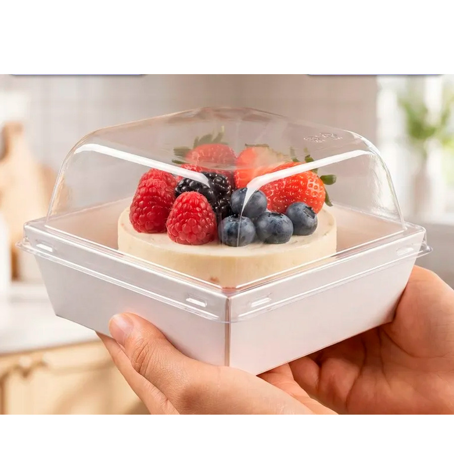 Коробка для бенто-торта 11х11х8 см с куполом