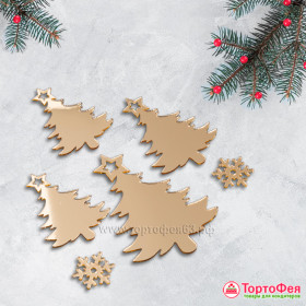 Набор украшений из акрила &quot;Елочки и снежинки&quot; / 6 шт